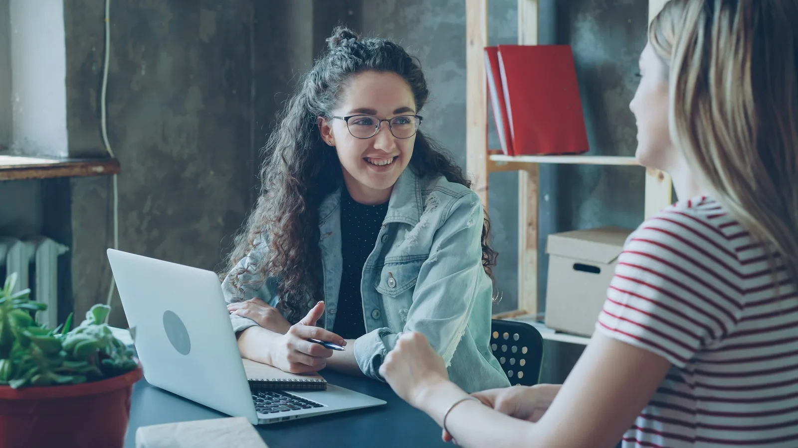 A practitioner reviewing results with a client